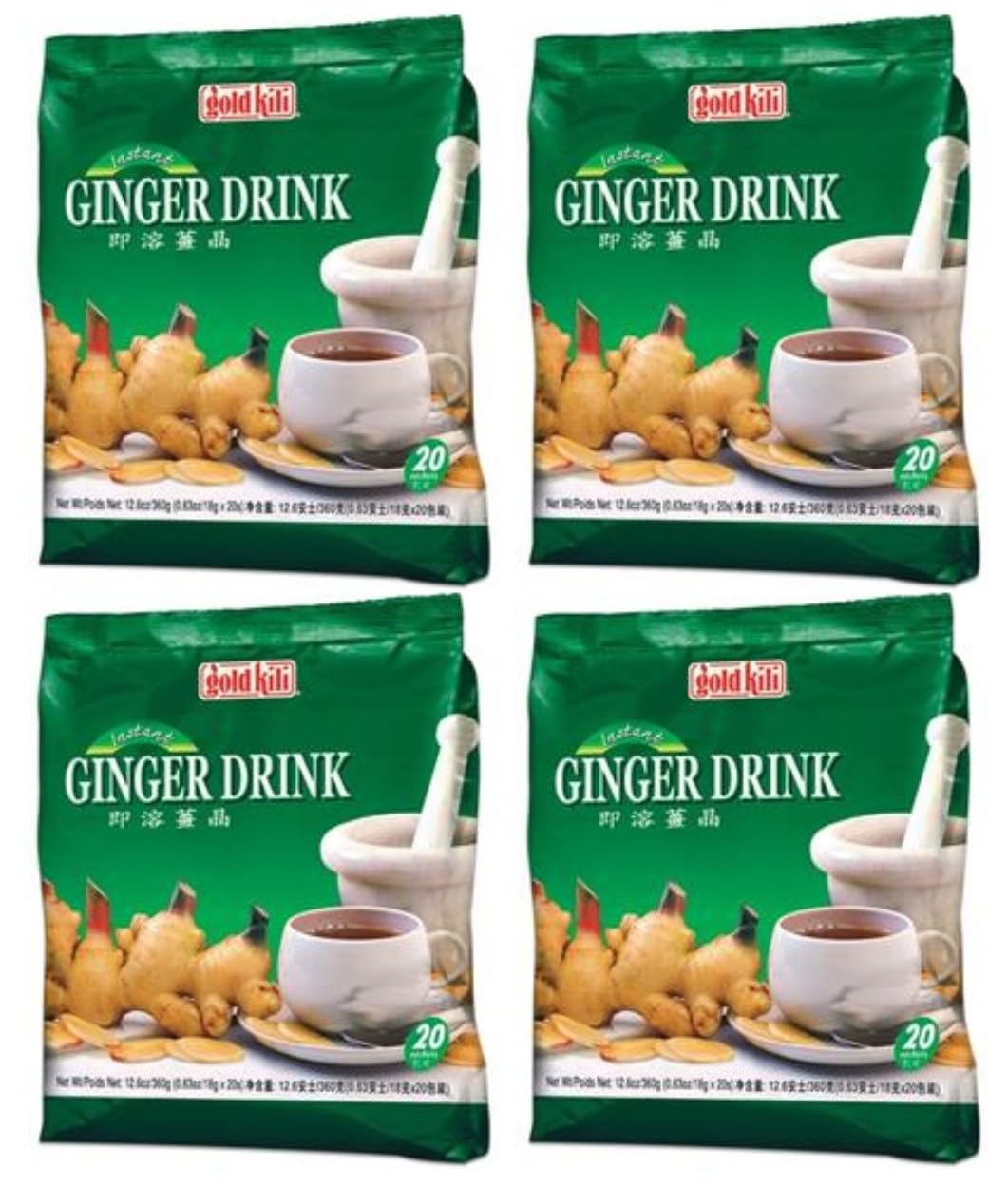 Puregro Gold Kili Instant Ginger Tea Drink - 4 Pack of 360g Pouches | Aids Digestion & Immunity