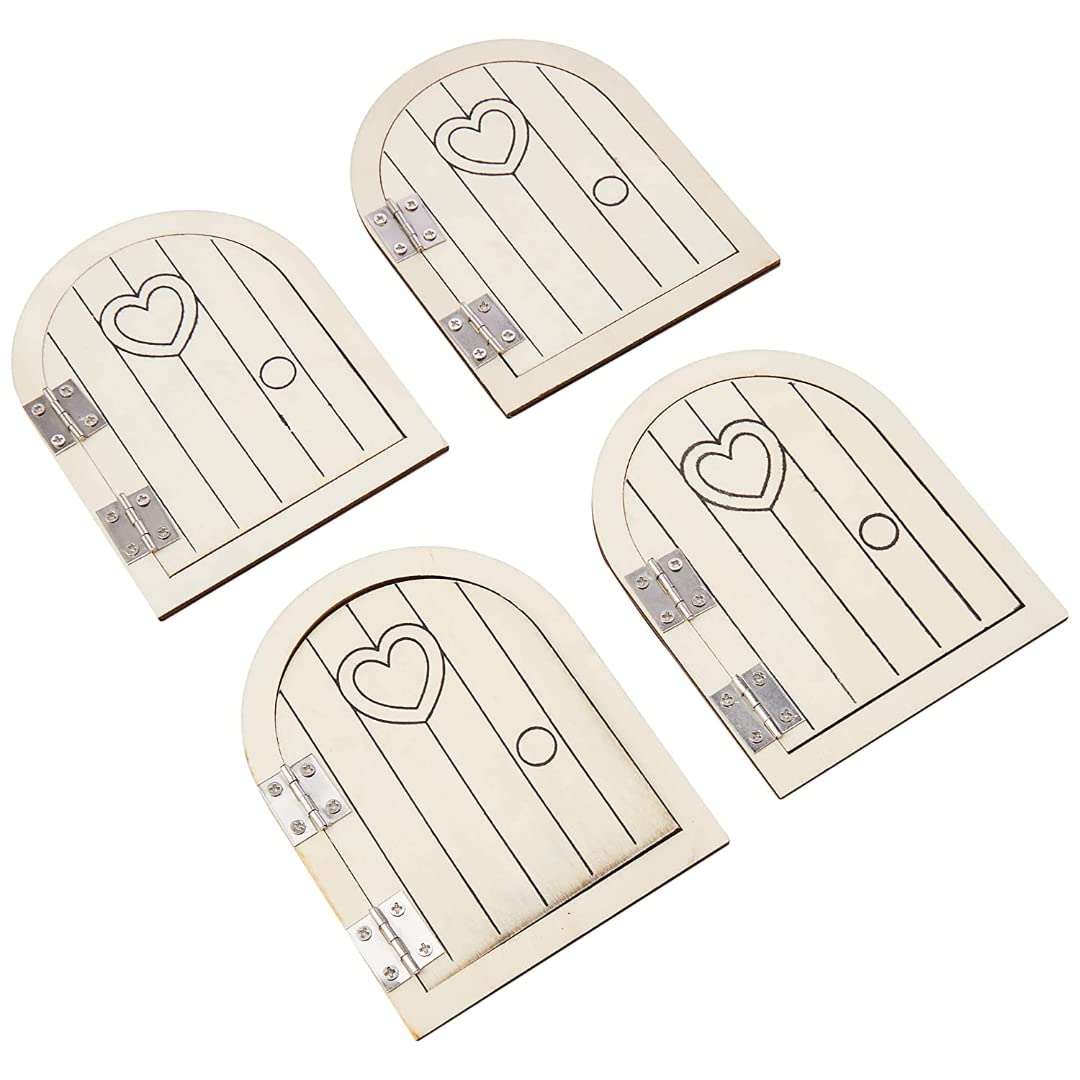 Baker Ross AR220 Wooden Fairy Doors for Kids Crafting | Pack of 4 | 8.5 x 11.5 cm Plywood