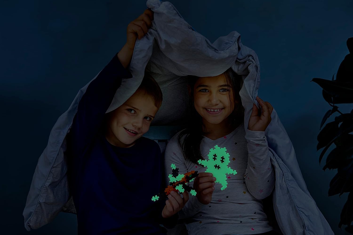 PLUS PLUS Building Blocks Toy - 100 Pieces, Glow in the Dark | Ages 5+ | STEM Learning