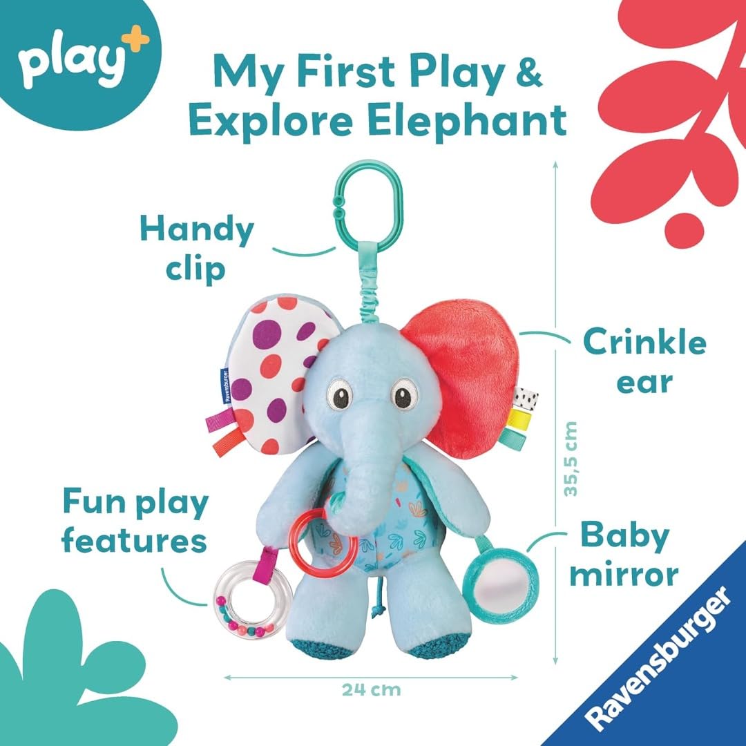 Ravensburger Explore & Play Elephant - Sensory Plush Toy for Babies 0 Months+ 9