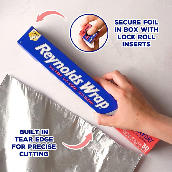 Reynolds Classic Kitchen Foil | 3 Rolls, 30.4cm x 9.14m | Aluminium Foil for Cooking, Baking, BBQ & Storage