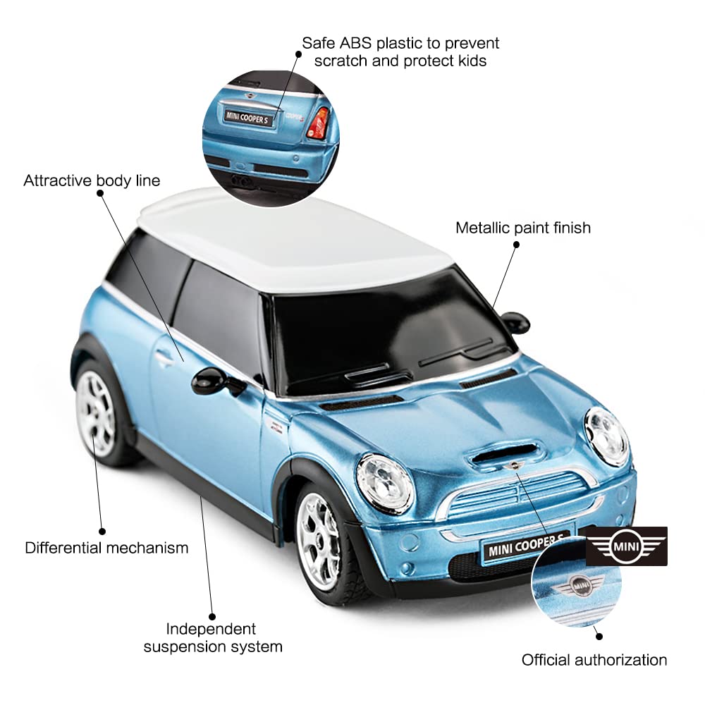 RASTAR Mini Cooper S Blue 1:24 RC Toy Car - Remote Control Vehicle for Kids & Adults 13