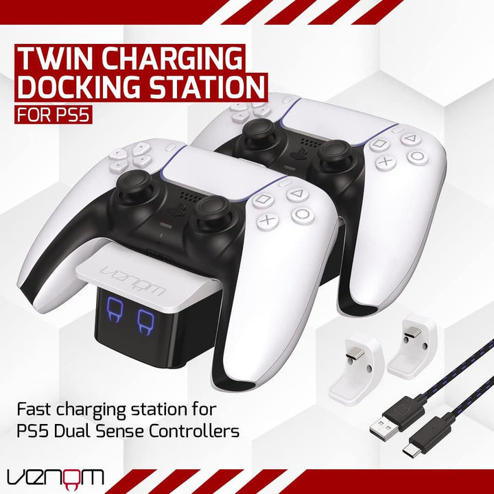 Venom PS5 DualSense Twin Charging Dock Station - White