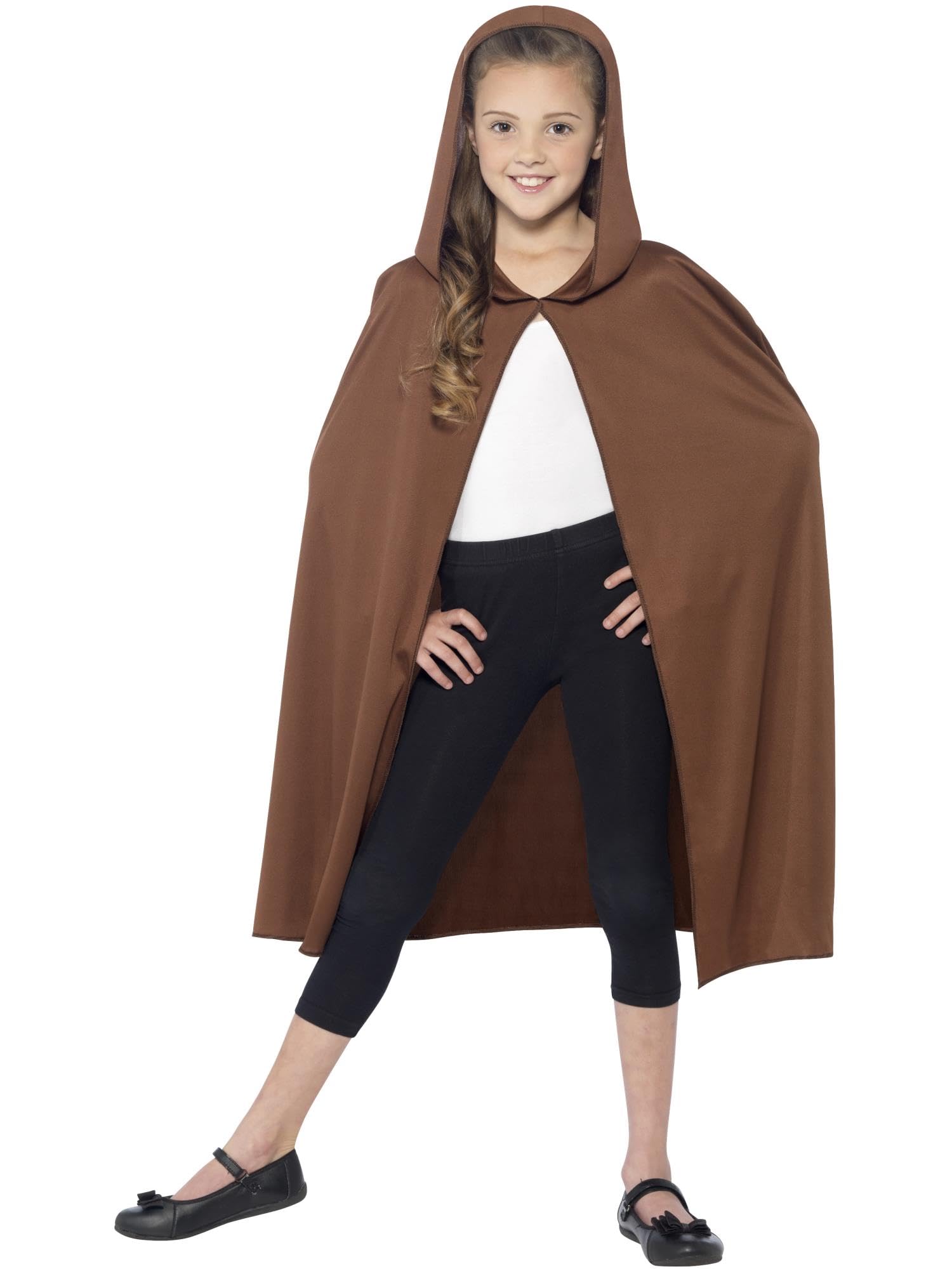 Smiffys Hooded Cape - Brown Long Fancy Dress Accessory for Kids 2
