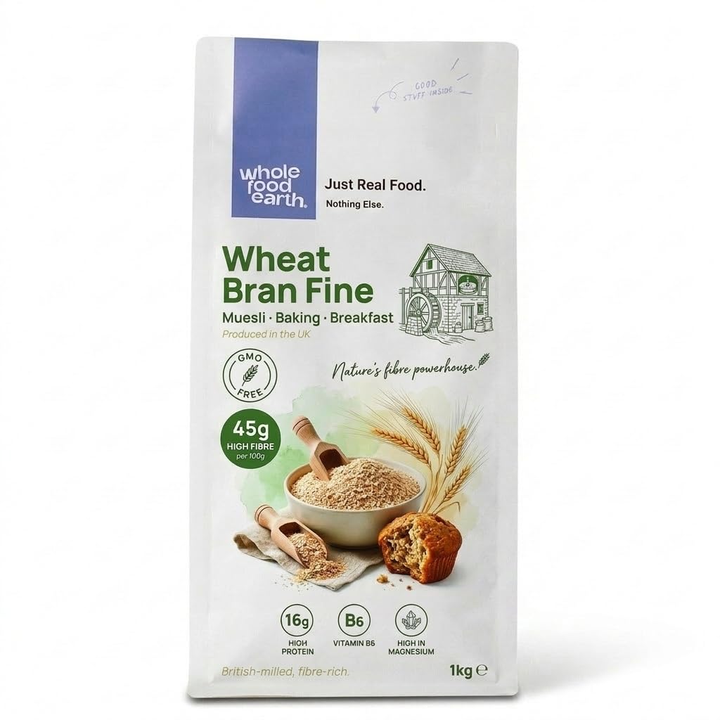Wholefood Earth Fine Wheat Bran - 1 kg | High Fibre & Protein | GMO Free 1