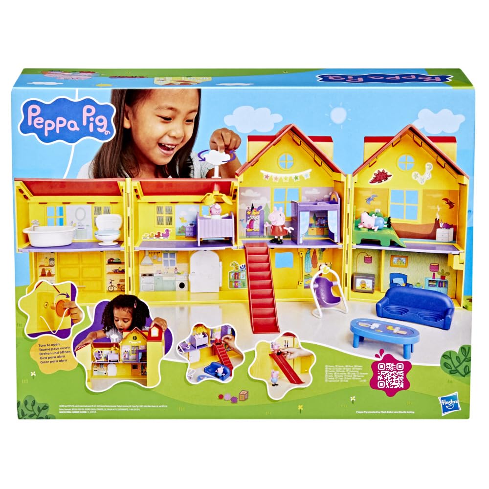 Peppa Pig Peppa's Big Family House Playset - 2-Floor 7-Room Doll House with 3 Figures & 16-Piece Set 2