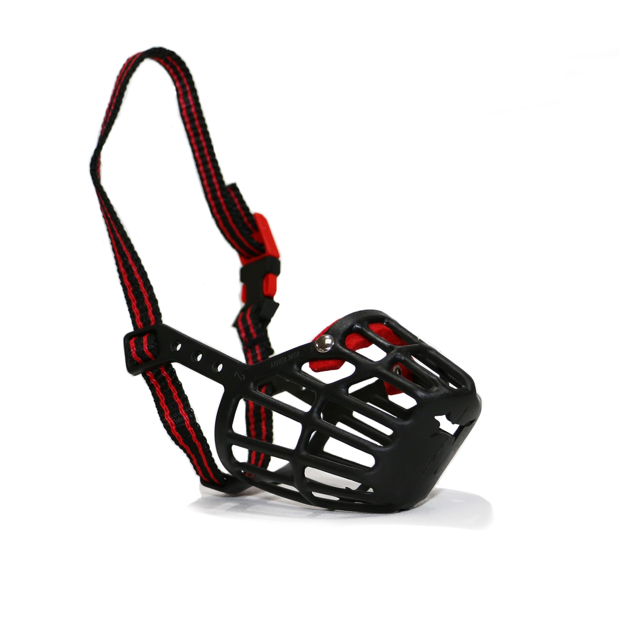 Ancol Plastic Basket Muzzle for Biting Control | Strong & Secure | Black/Red | Size 5 1