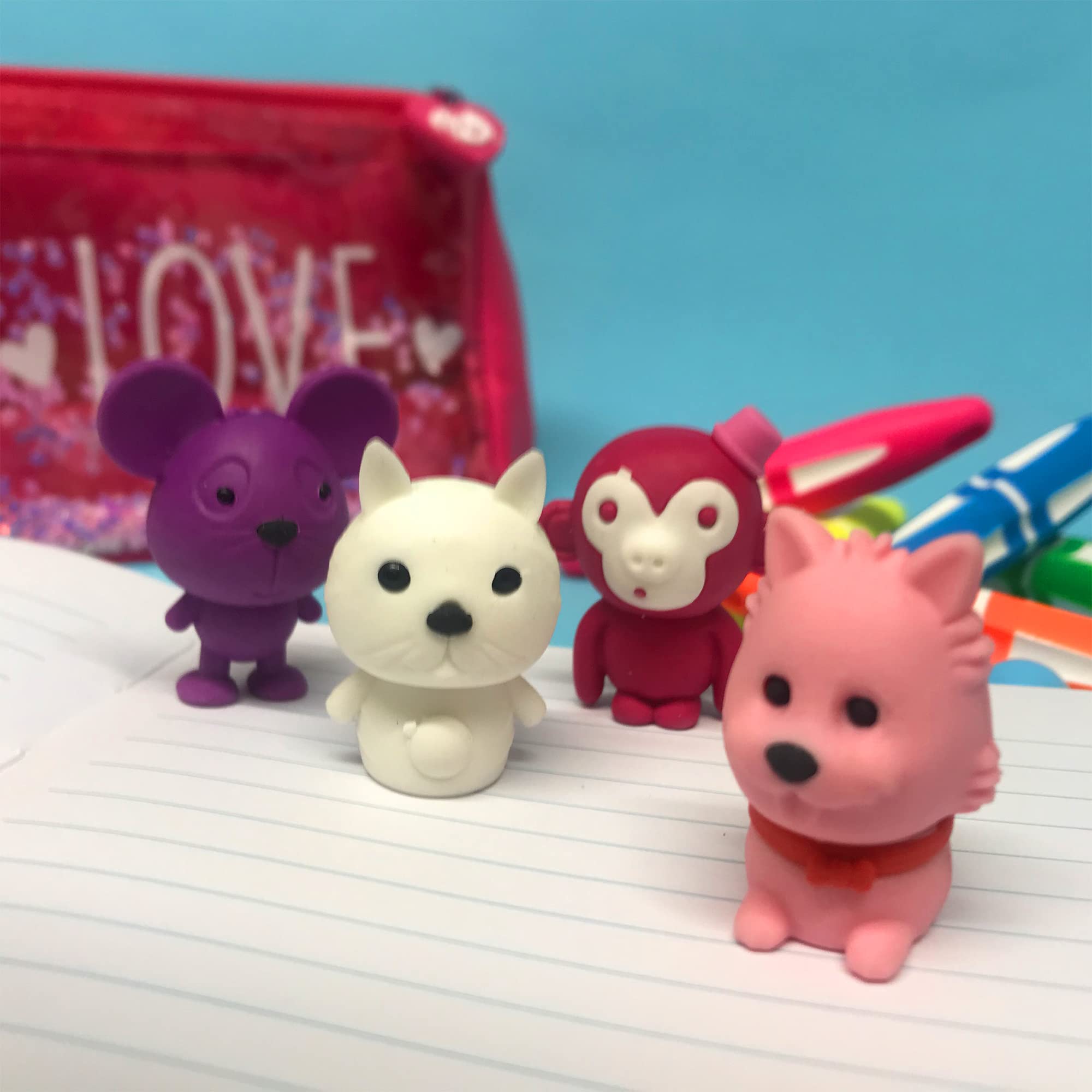 Tinc Animal Collection Pencil Erasers - Pack of 4 Cute Animal Characters