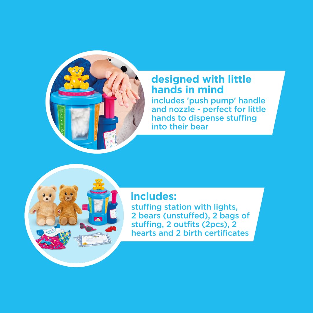 Casdon Build-A-Bear Workshop Toy Stuffing Station | Includes 2 Bears & Outfits | Ages 3+ 5