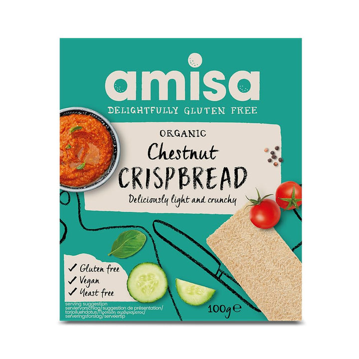 Amisa Organic Chestnut Crispbread Gluten Free Vegan, 100g
