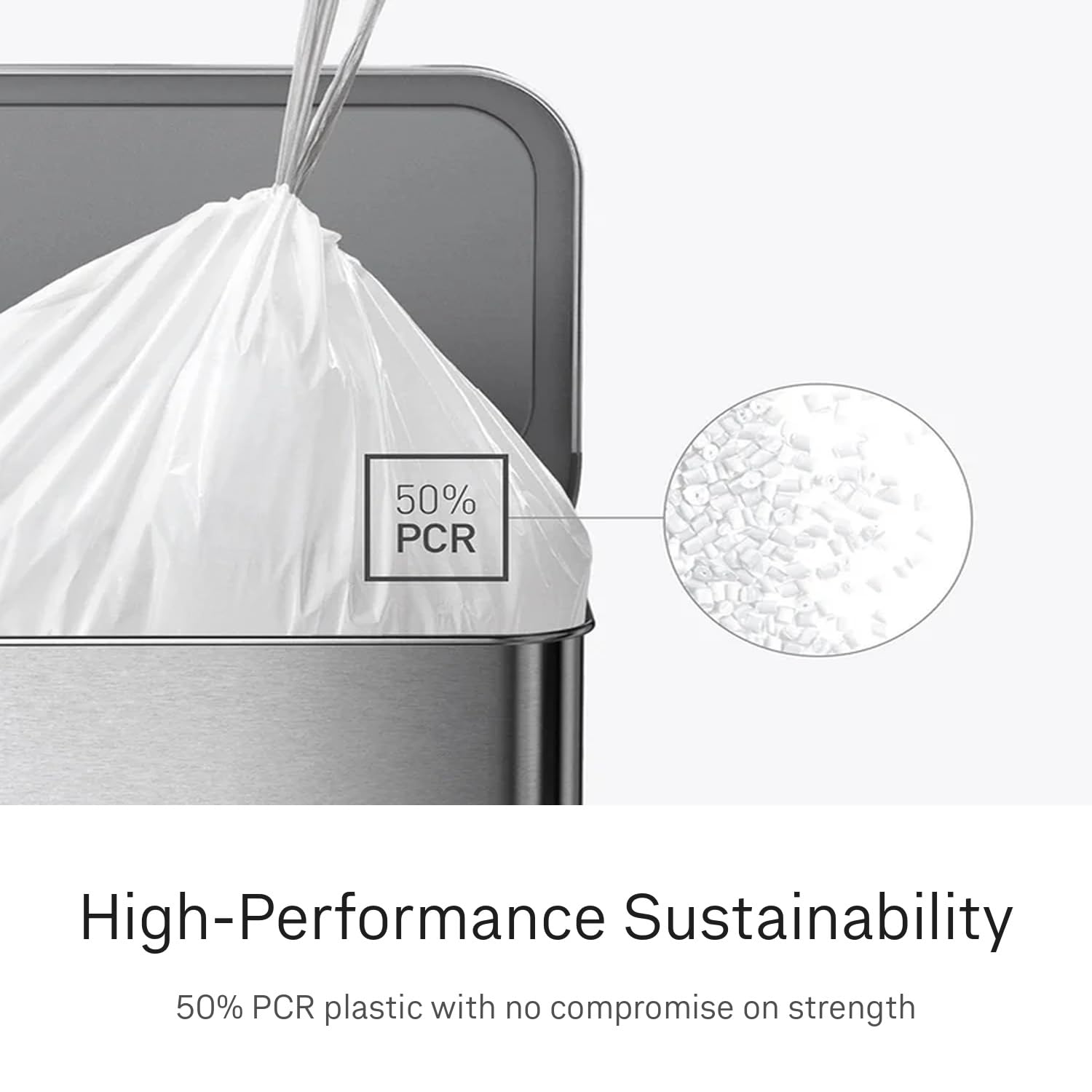 simplehuman Code N Custom Fit Drawstring Rubbish Bags - 50 Litre Capacity | 60 Count | White 4