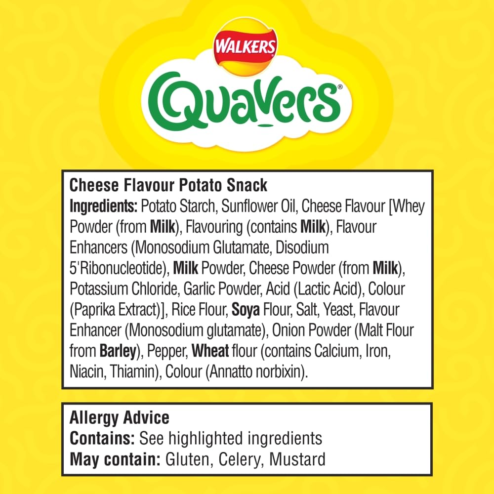 Walkers Quavers Cheese Multipack Snacks 6x16g