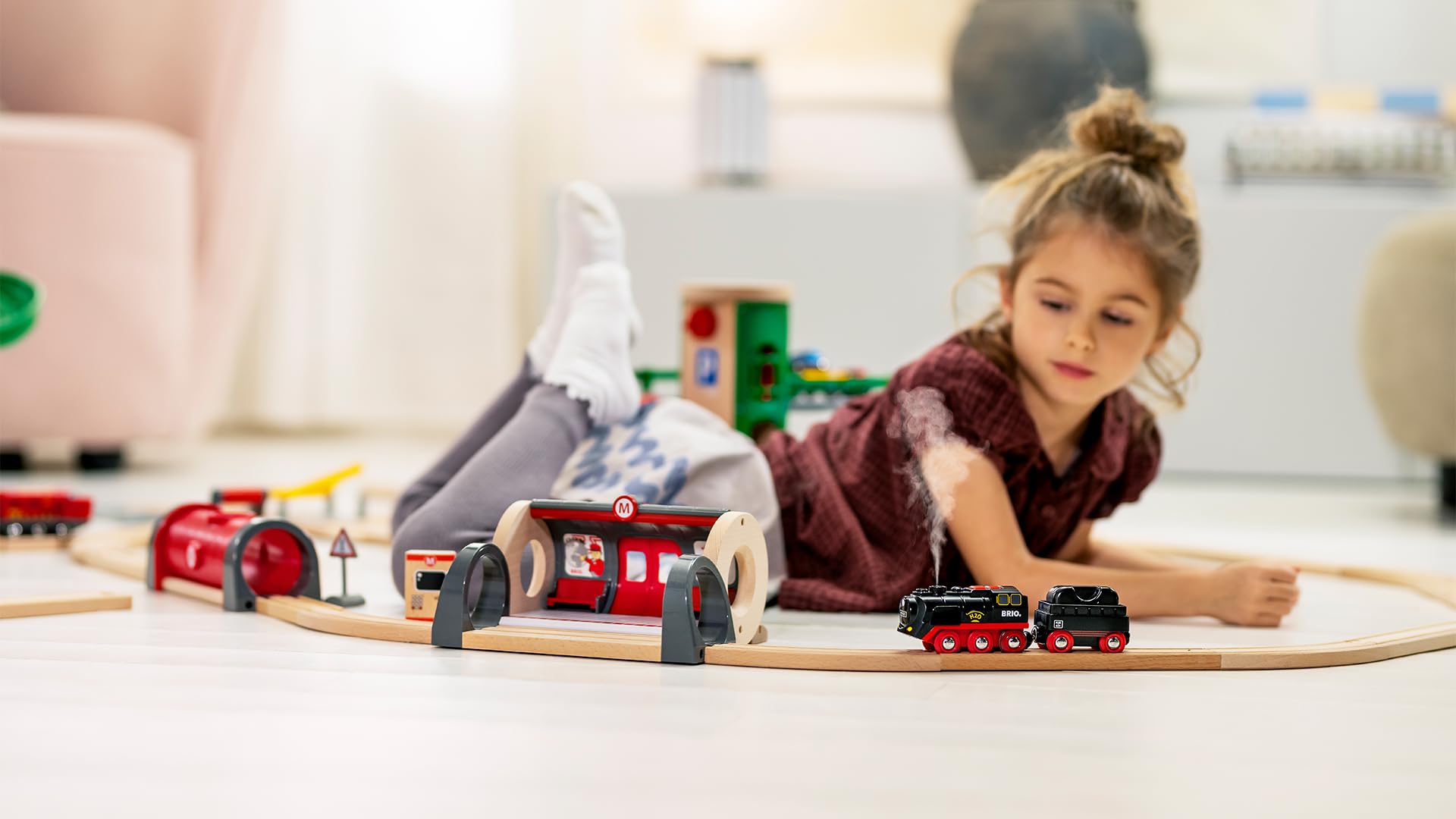 BRIO World Battery Powered Steaming Toy Train Engine with Magnetic Couplings