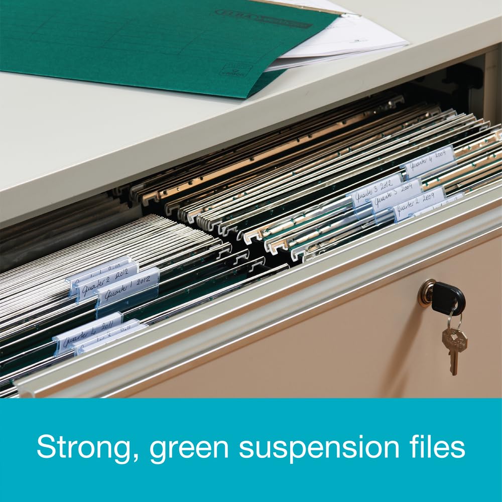 SUMMIT Foolscap Suspension Files - Green V-Base | 10 Pack | Holds 150 Sheets | 210 gsm Manila 7
