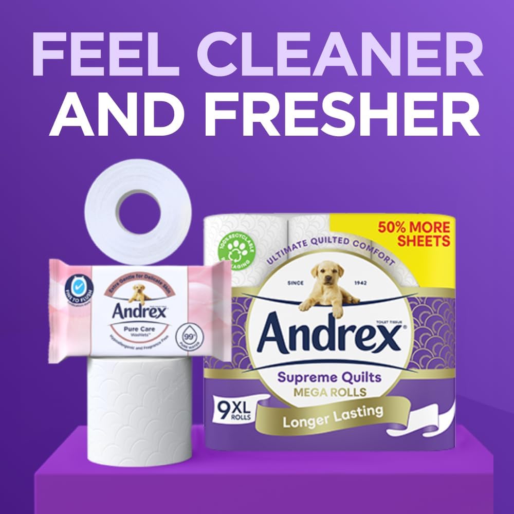 Andrex Supreme Quilts Mega-Toilettenpapier – 9 Rollen (entspricht 13,5 Standardrollen) 4
