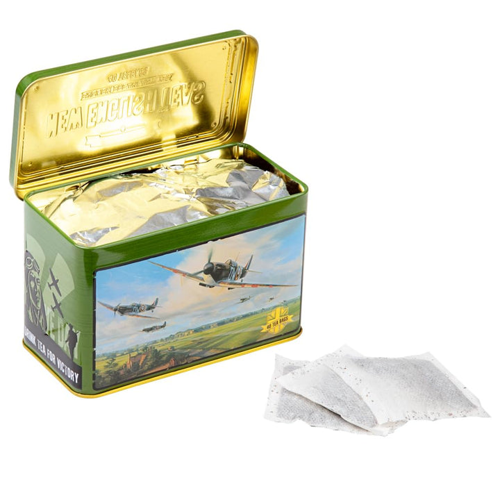 New English Teas - Spitfire Tea Tin with English Breakfast Teabags, 40 Count