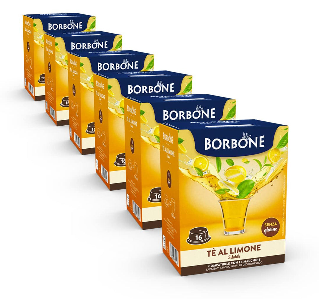 Caffè Borbone Lemon Tea - 96 Capsules (6 Packs of 16) - Compatible with Lavazza A Modo Mio