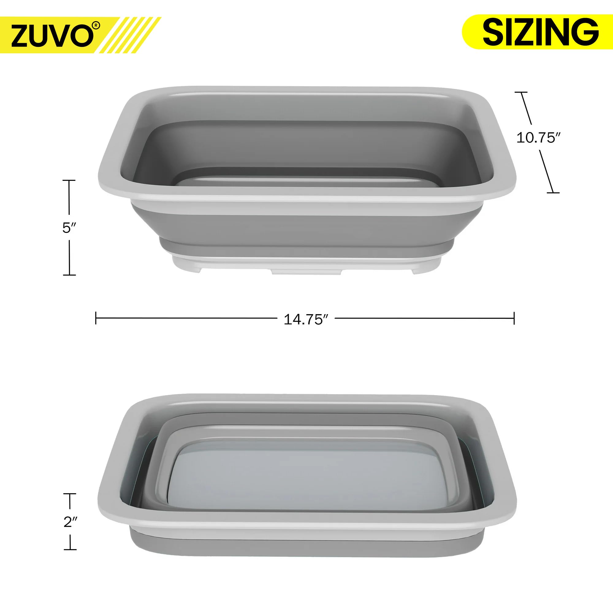 Zuvo - Collapsible Washing Up Bowl 10L Laundry Basket for Sink 3