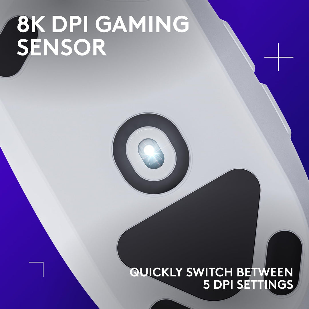 Logitech G203 LIGHTSYNC Gaming Mouse - 8K DPI, 6 Programmable Buttons, RGB Lighting, Lightweight Design - White