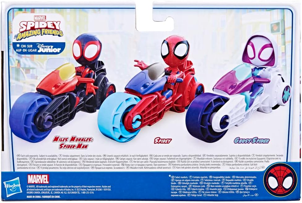 Marvel Spidey and His Amazing Friends Spidey Action Figure with Toy Motorcycle - Ages 3+ 4