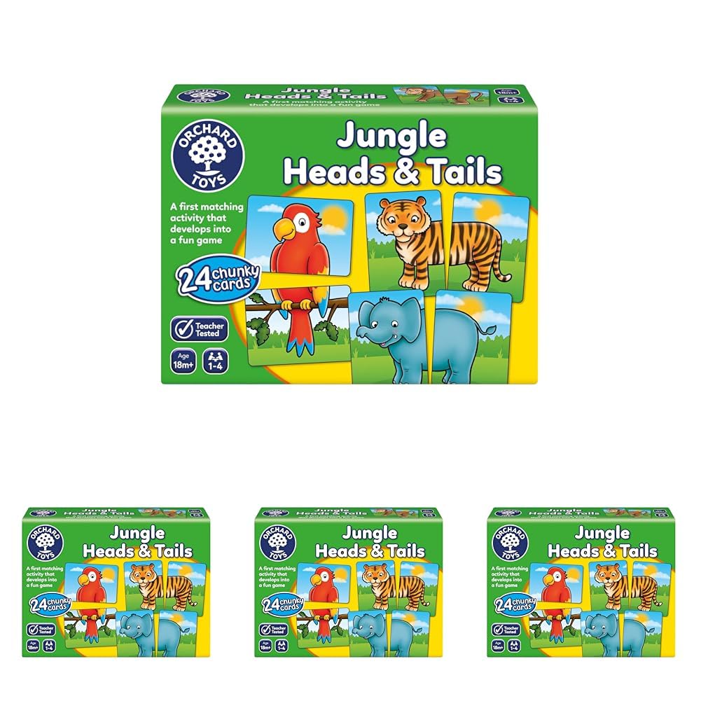 Orchard Toys Dschungel-Kopf-und-Zahl-Spiel – 2-in-1-Zuordnungsaktivität für Kleinkinder