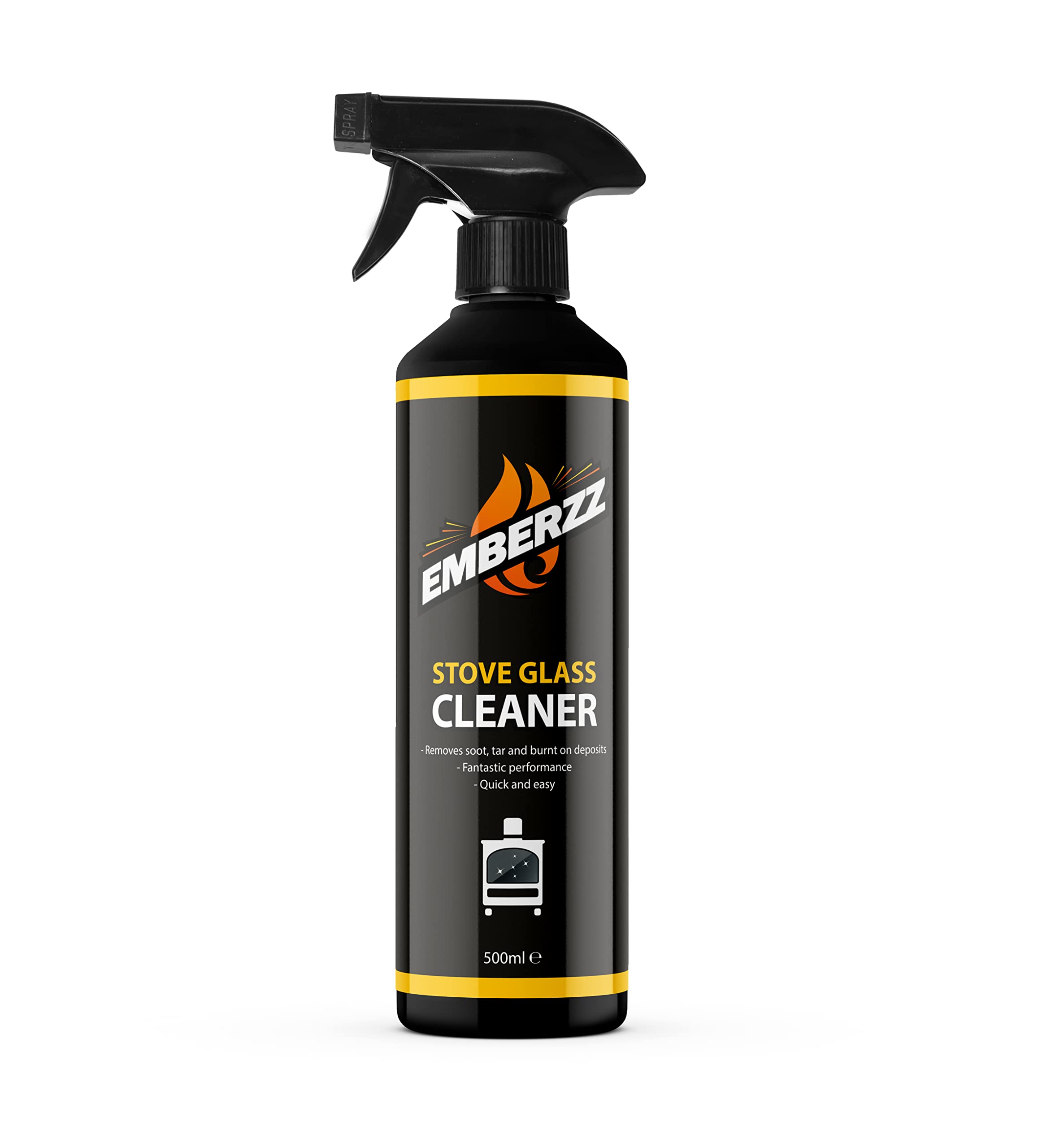 Emberzz Stove Glass Cleaner - Dissolves Soot, Grease & Tar | 500 ml Trigger Spray 1