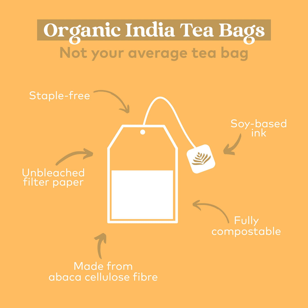 Organic India Tulsi Lemon & Ginger Tea, Caffeine-Free Herbal Tea, Certified Organic
