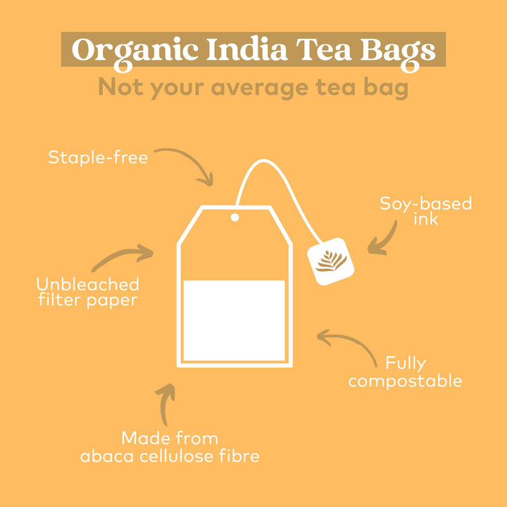 Organic India Tulsi Lemon & Ginger Tea, Caffeine-Free Herbal Tea, Certified Organic