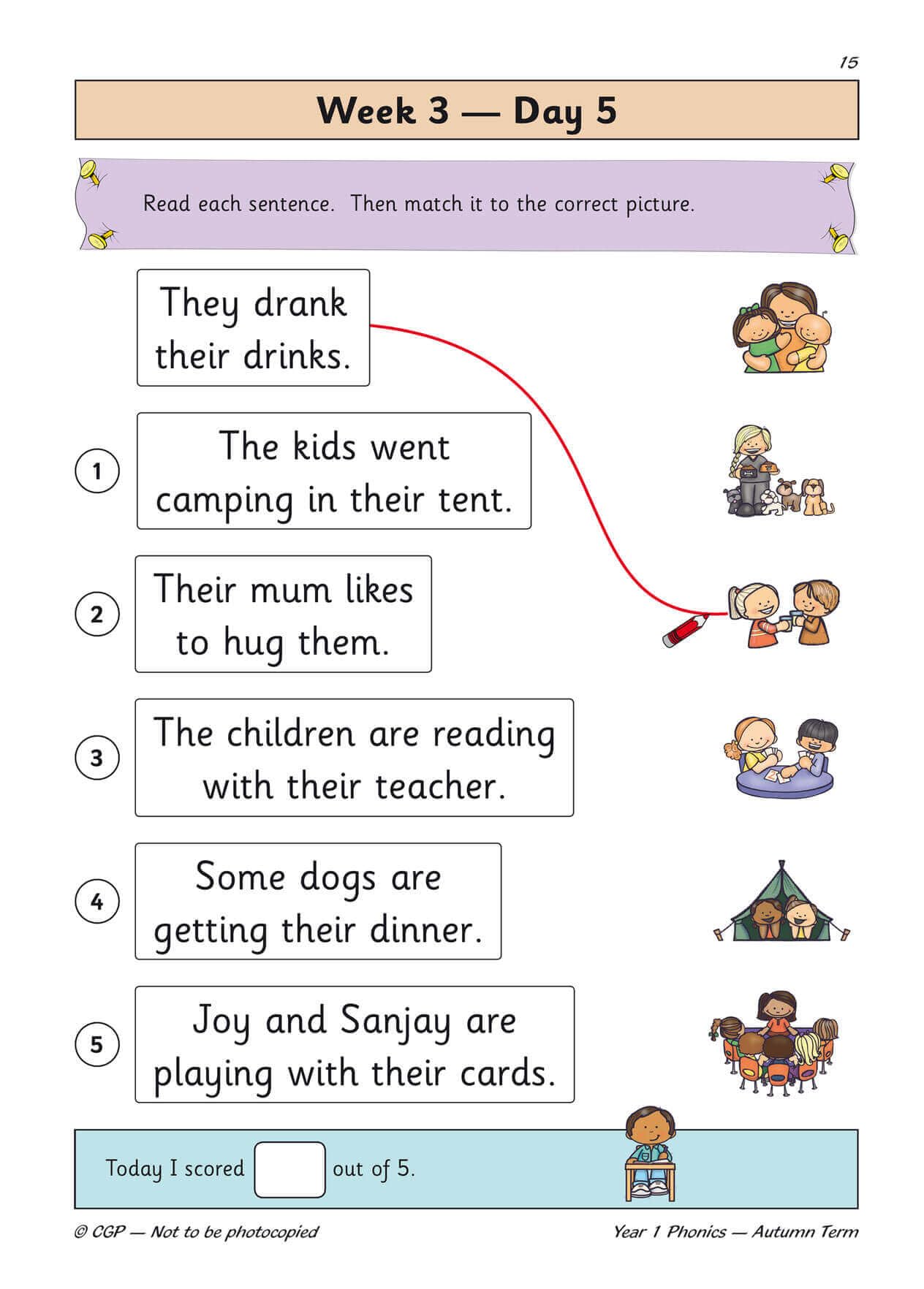 CGP Year 1 Daily Practice Book - Phonics Study Aid for Autumn Term | Ages 5-6 | Paperback 6