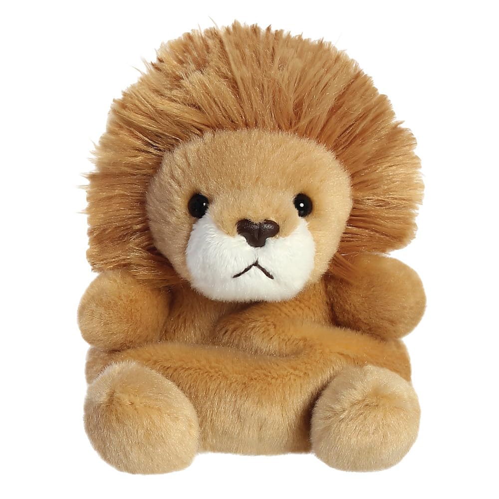 Palm Pals Leno Lion Soft Toy - 13cm Bean-Filled Plush, Golden Brown