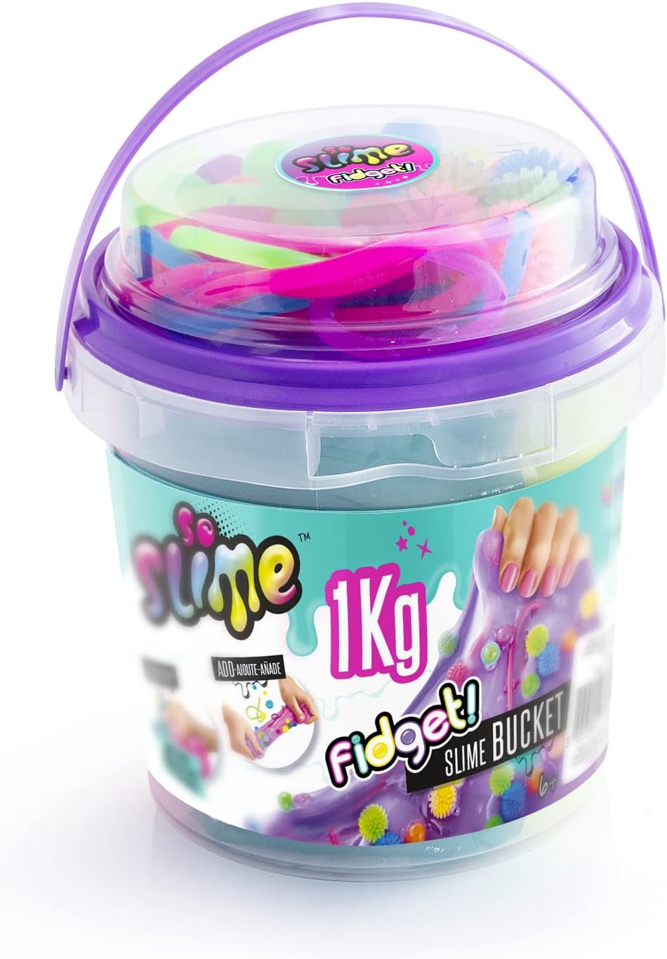 So Slime 1KG Fidget Slime Bucket - Colourful Sensory Slime with Fidget Toys & Storage Container for Kids 6+ 2