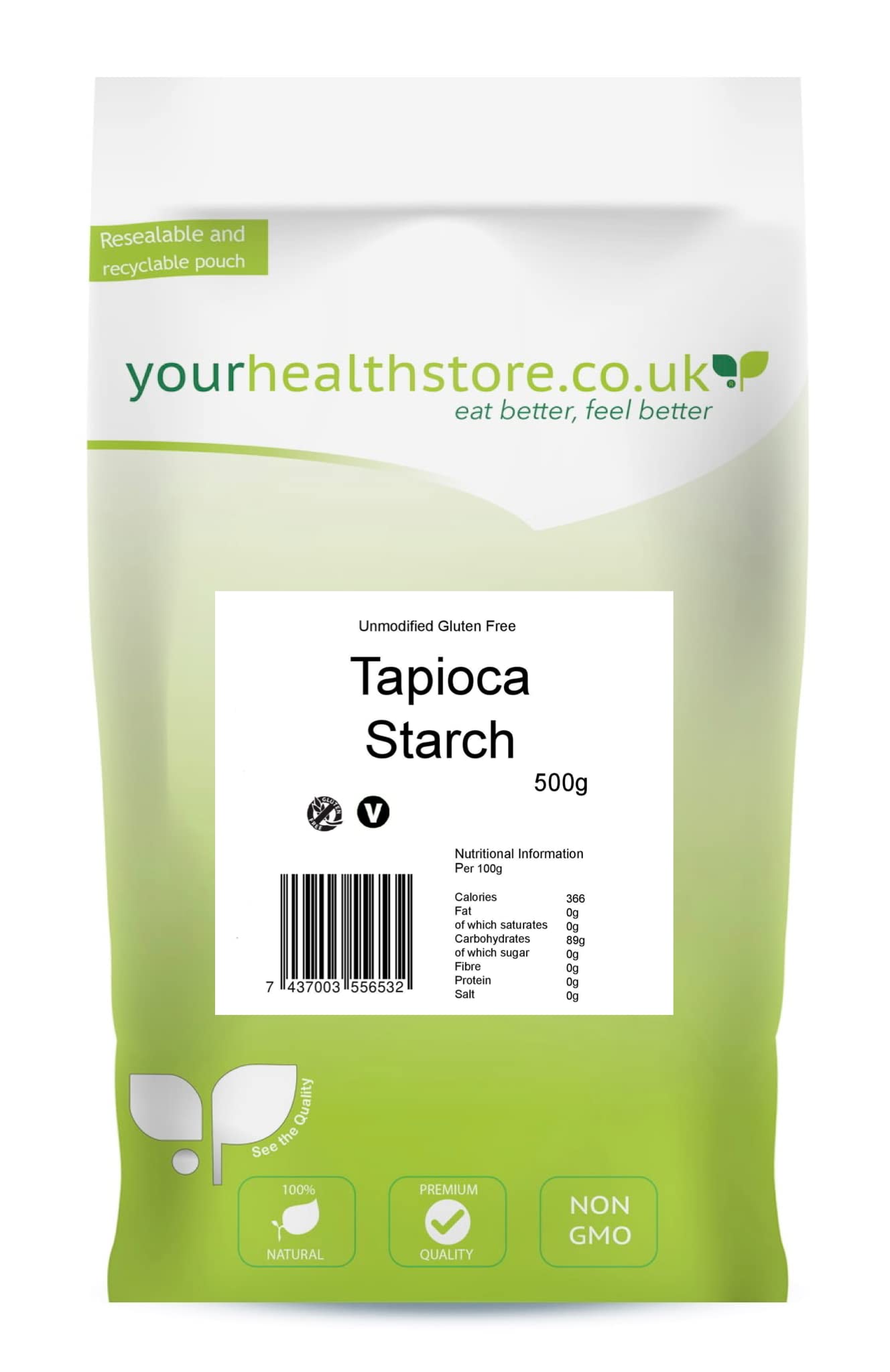 yourhealthstore Unmodified Tapioca Starch - Gluten Free, Vegan, 500g 1
