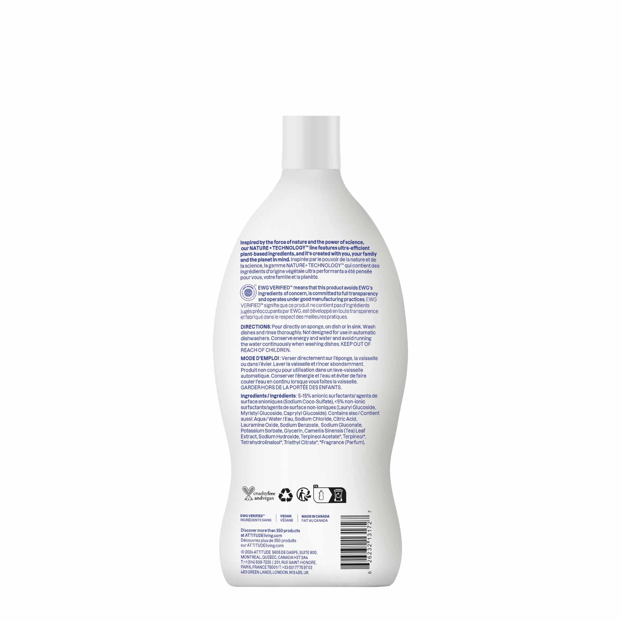 ATTITUDE Washing-Up Liquid - EWG Verified Plant-Based Dish Soap, Citrus Zest Scent, 700 ml 7