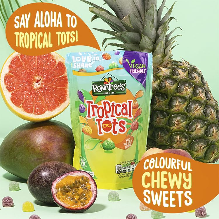 Rowntree's Tropical Tots Vegan Friendly Sweets Sharing Bag 140g
