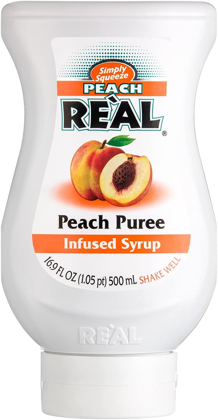 RE'AL Syrups - Peach Puree Infused Fruit Syrup for Cocktails, Cooking & Baking