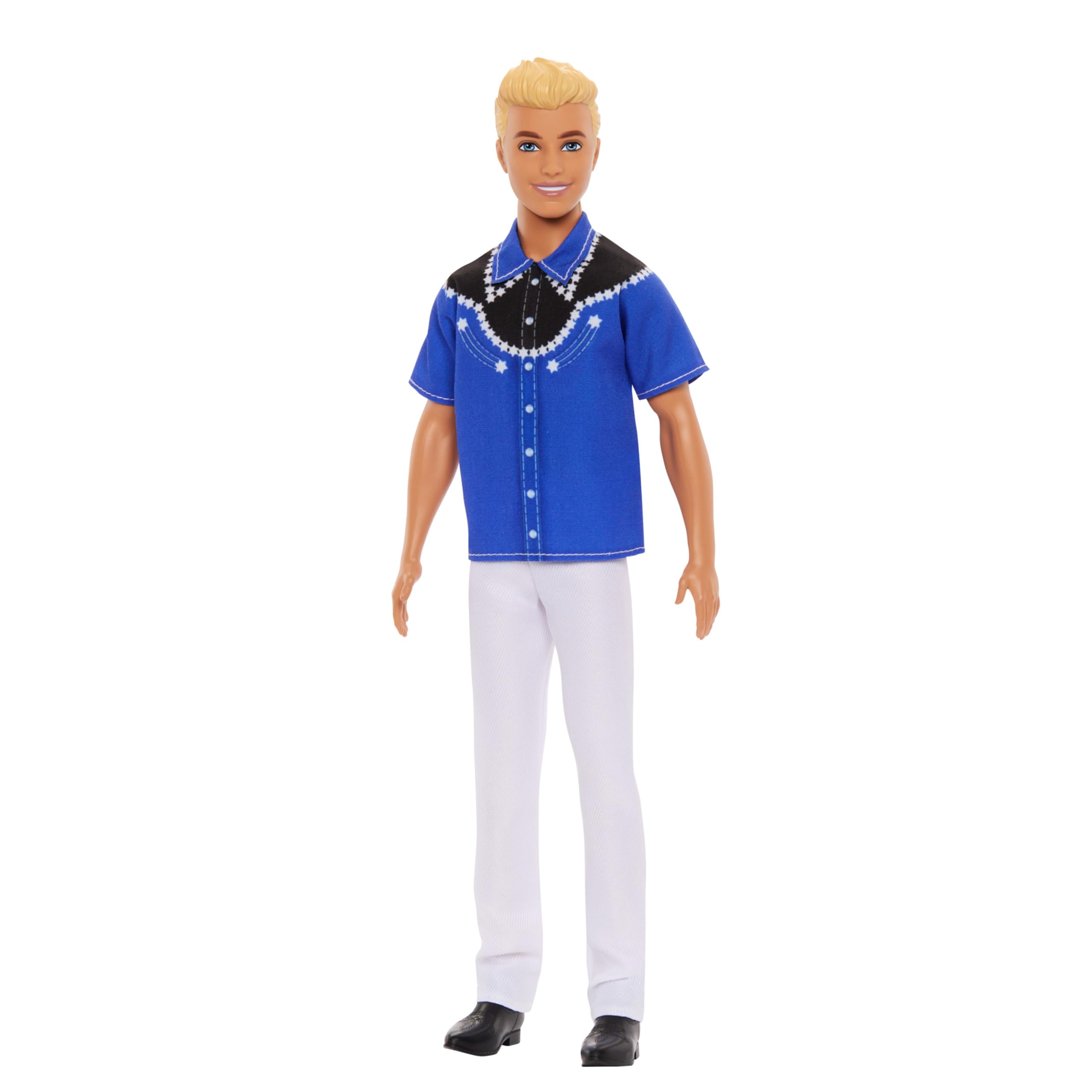Barbie Fashionistas Ken Doll #226 - Western-Inspired Outfit with Blue & Black Shirt, White Pants & Black Boots 7