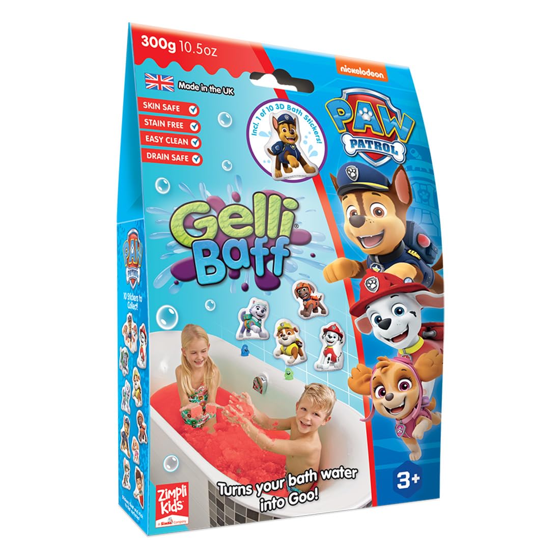 ZIMPLI Paw Patrol Gelli Baff Red with Floating 3D Bath Sticker