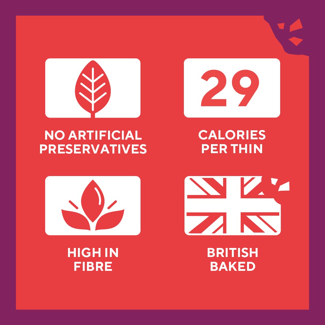 Ryvita Sweet Chilli Thins | Crispy Flatbreads for Dipping, Snacking & Sharing | Source of Fibre | 6 x 125g