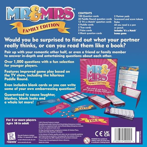Rascals Mr &amp; Mrs Family Edition Party-Brettspiel für 2+ Spieler, ab 10 Jahren, 30 Minuten Spielzeit 3