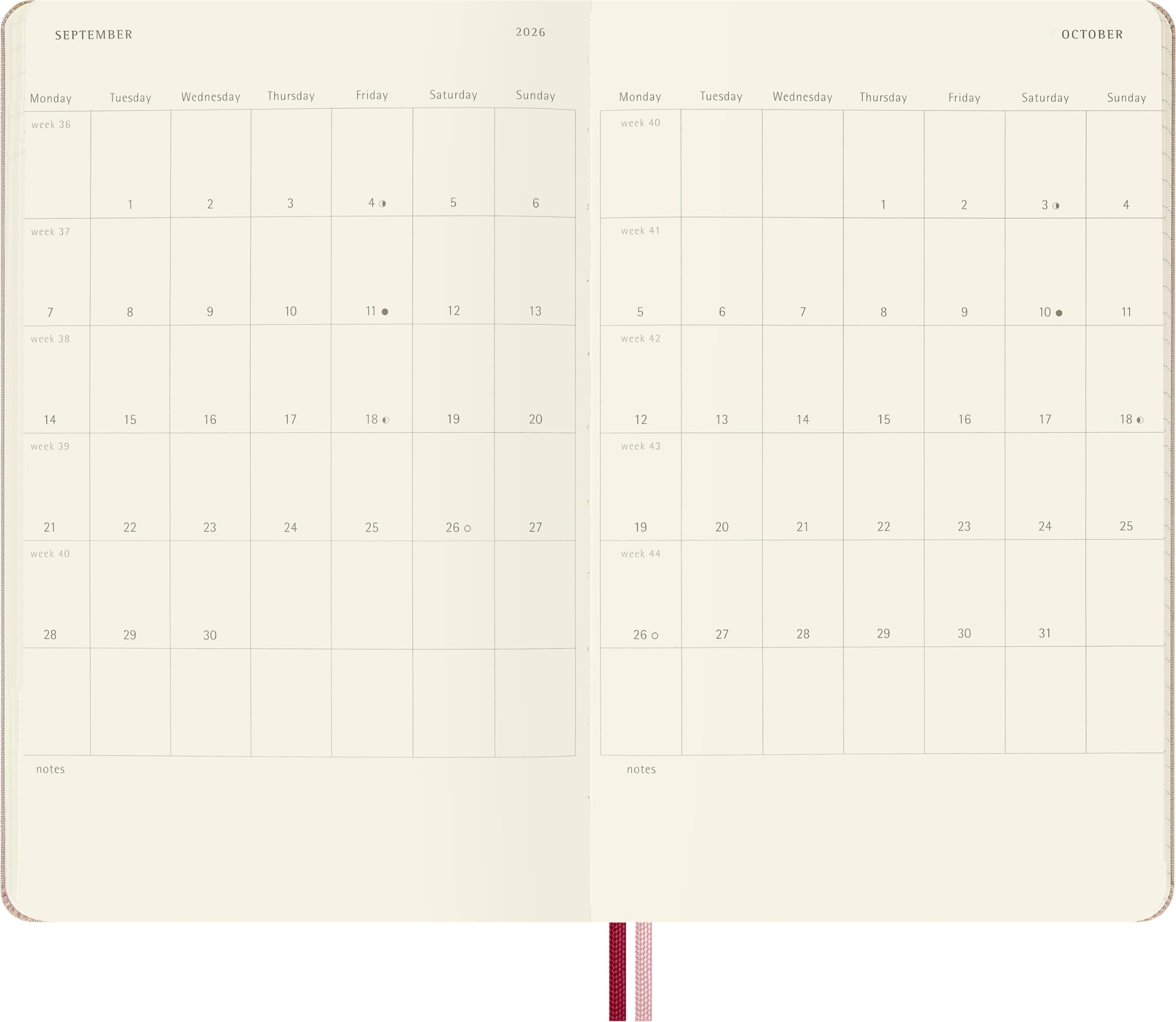 Moleskine 18-Month Weekly Planner 2026-2027 Sakura Collection - Hard Cover, Large Size 13x21cm 5