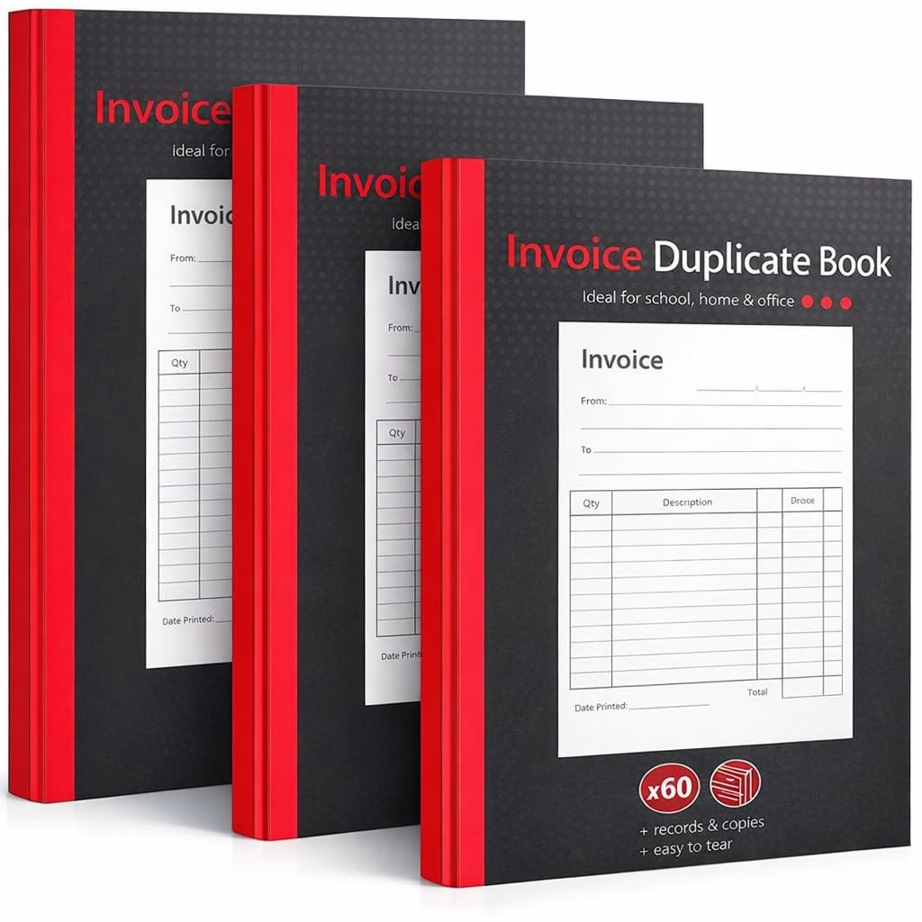 1ABOVE Invoice Duplicate Book A5 Size - 3 Pack | 80 Numbered Pages | Carbon Copy 1