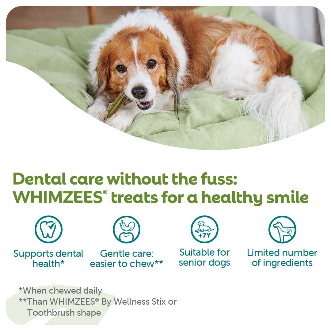 WHIMZEES Softer Dog Dental Stix - Size M, 14 Pieces | Gentle Chew for Seniors | Parsley Flavored