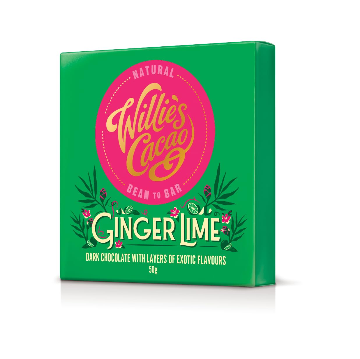 Willie's Cacao Ginger & Lime 70% Dark Chocolate Bar - 50g - Vegan, Gluten Free, Soya Free