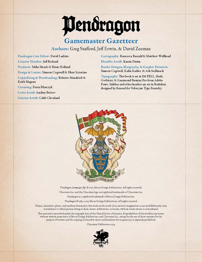 Chaosium Pendragon GM Screen Pack | RPG Accessories | 1+ Players 3