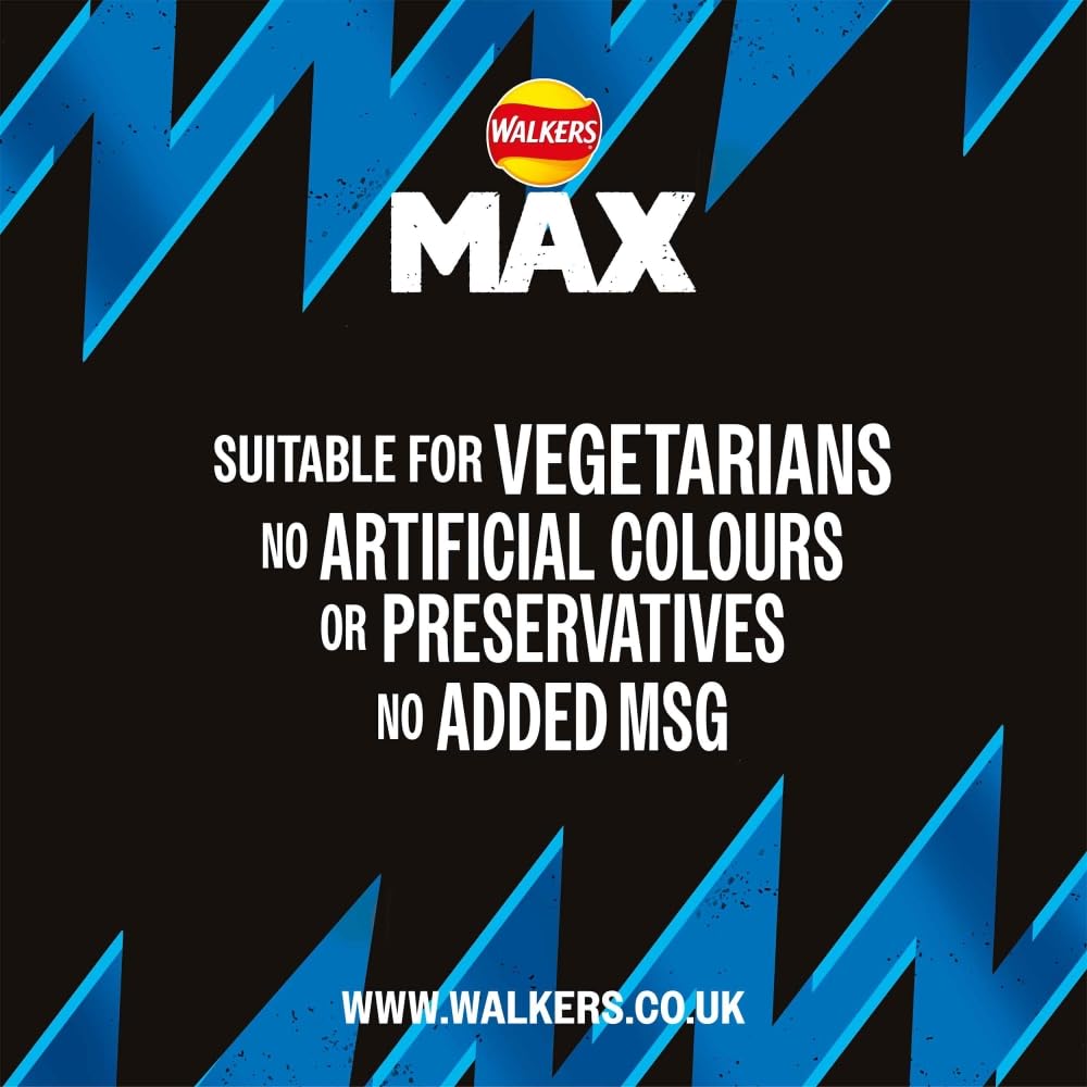 Walkers Max Salt & Malt Vinegar Crisps 50g (Pack of 24) 3
