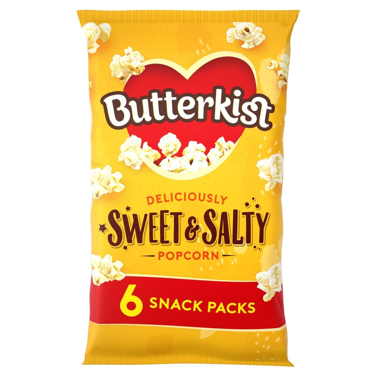 Butterkist Sweet & Salty Popcorn, 6 Snack-Packungen, 8er-Packung – Glutenfrei, Ballaststoffquelle, ohne künstliche Aromen