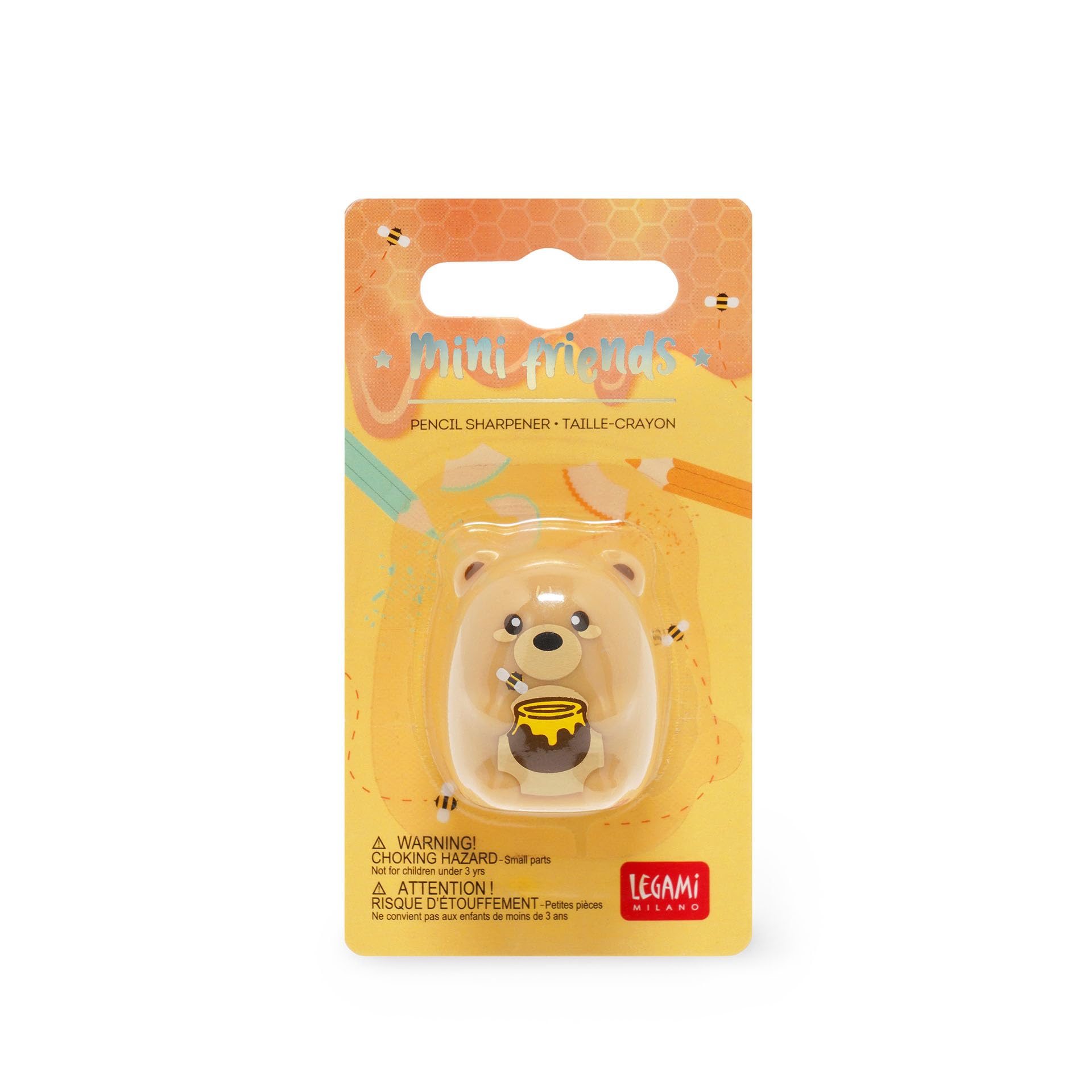 Legami Mini Friends Teddy Bear Pencil Sharpener - Soft Non-Slip Design for Kids 4