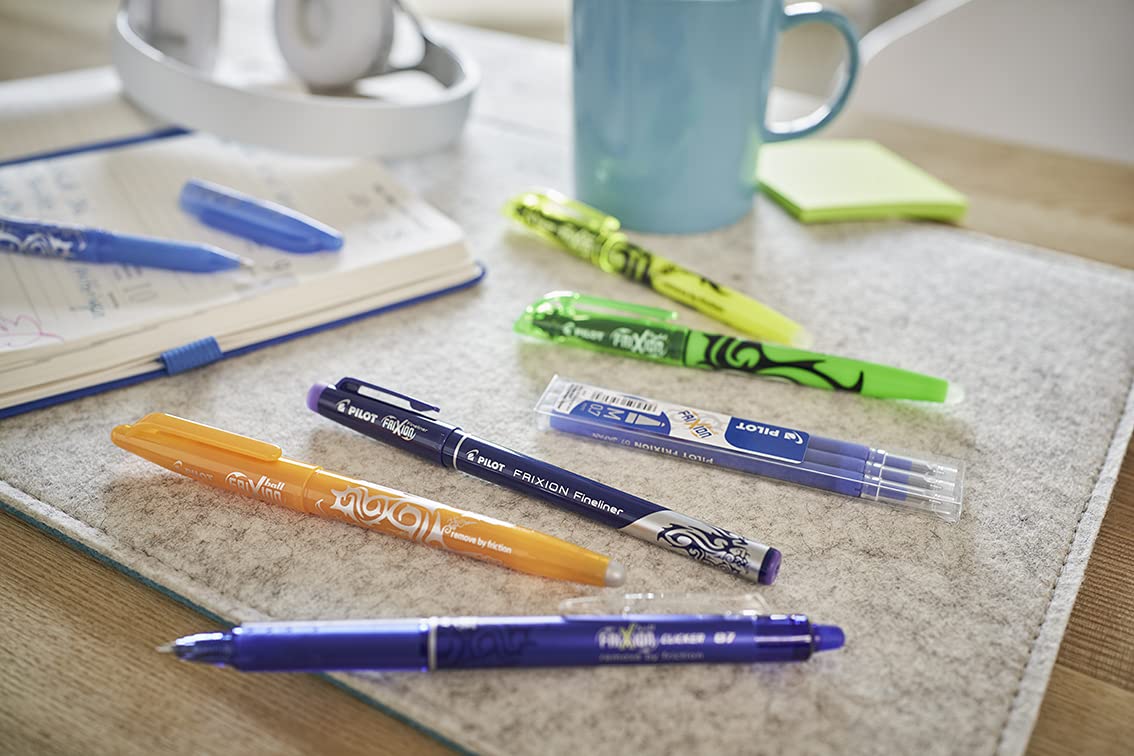 PILOT FriXion Clicker Erasable Rollerball Pen (Blue Ink) with 12 Refills and Eraser 8
