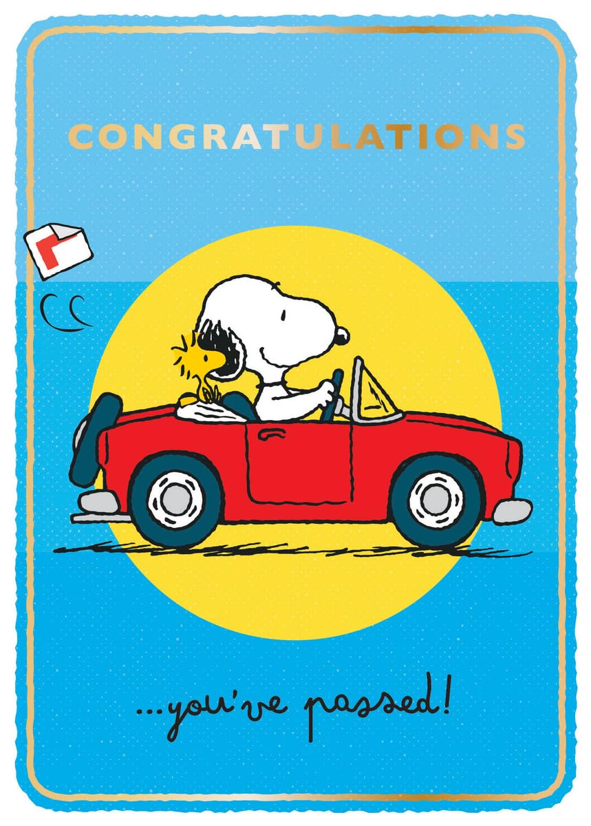 Danilo Promotions LTD Peanuts Snoopy Driving Test Congratulations Card | Standard Size | PN064