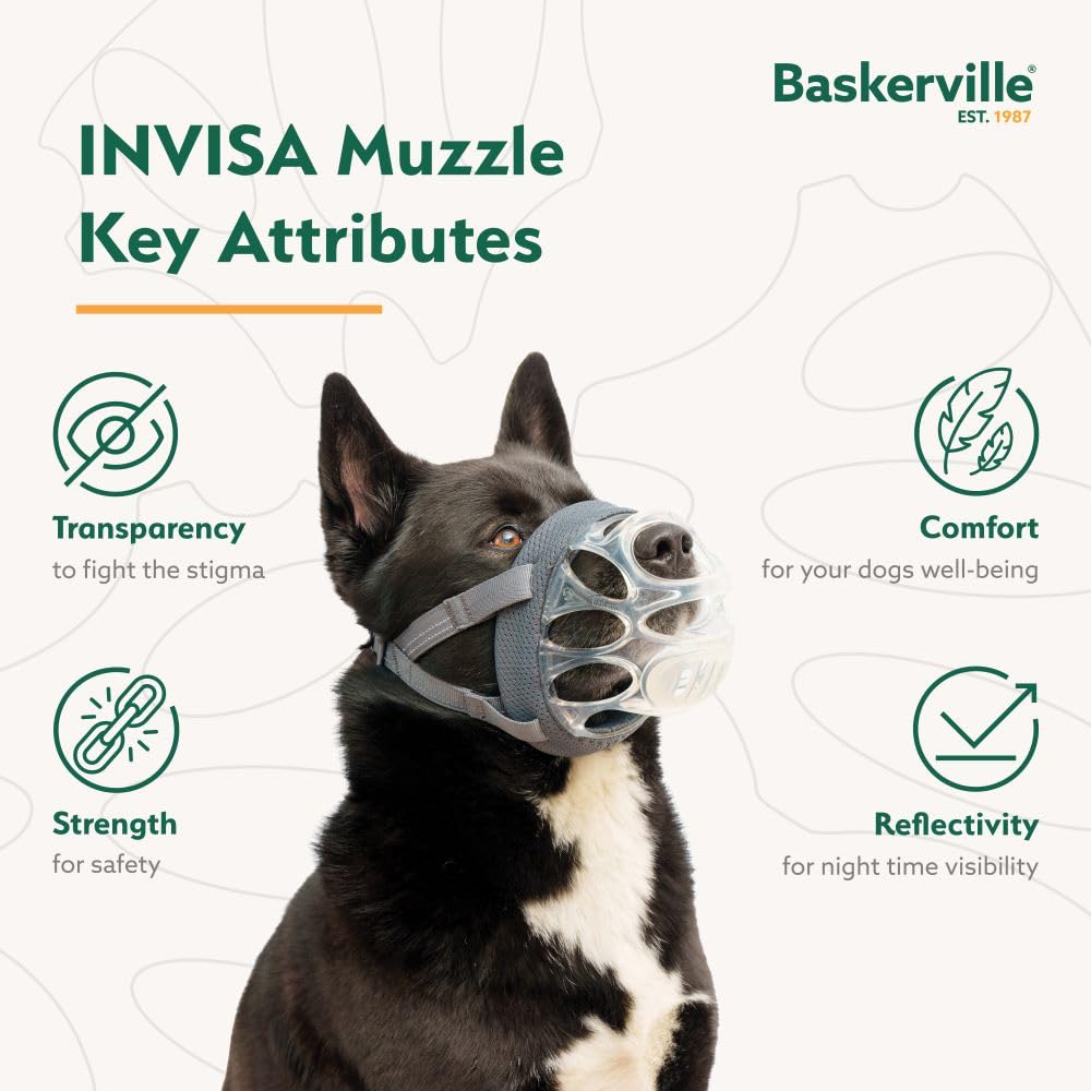 Baskerville INVISA Basket Dog Muzzle - Transparent Design, Heat Shapable | Size 3 3